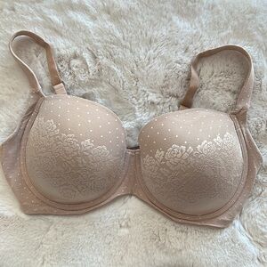 Soma Stunning Support Full Coverage Underwire Nude Beige Lace Overlay Bra 36 DDD